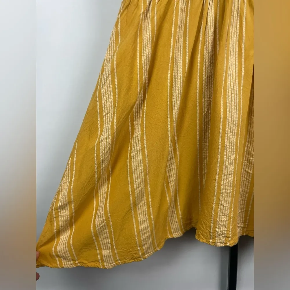 Rip Curl Mustard Yellow Fiesta Stripe Smocked Bodice Ruffle Sleeve Dress‎ - Image 4