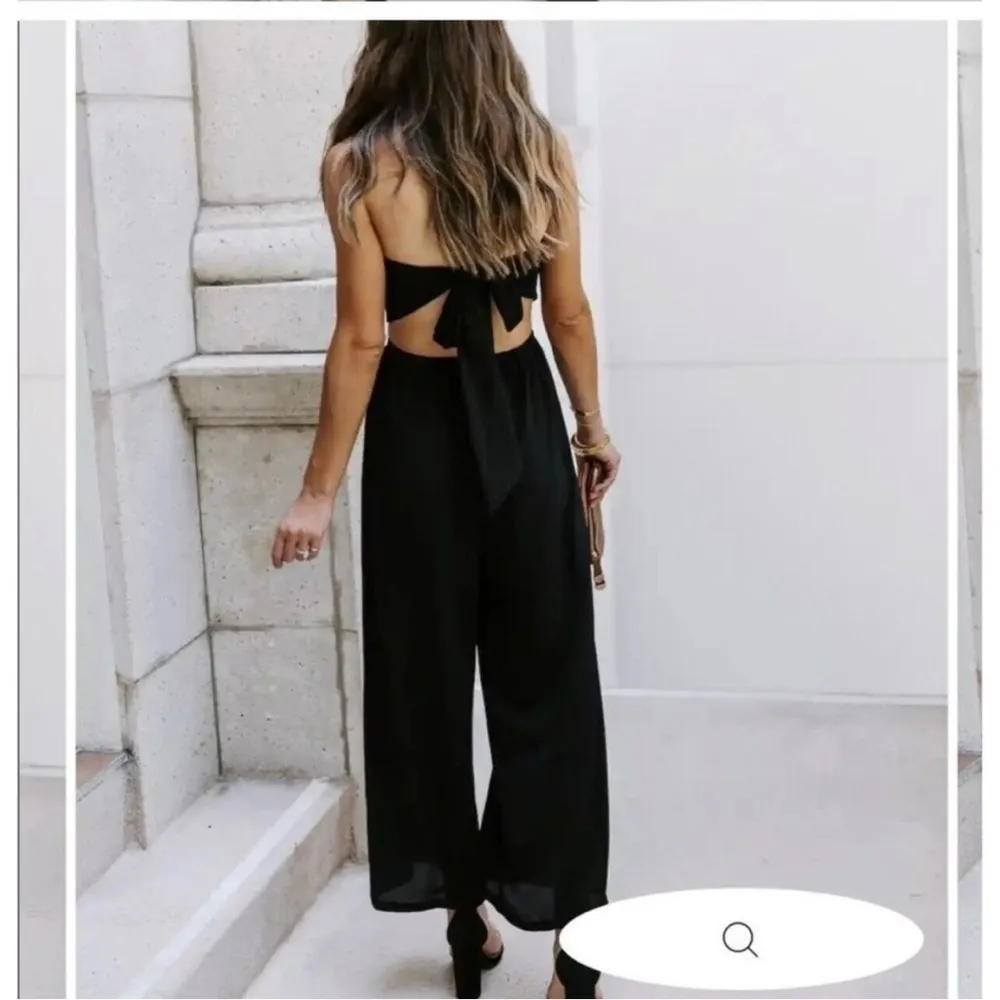 NWOT VICI Dolled Up Wide Leg Open Back Cut Out Strapless Black Jumpsuit - Image 3