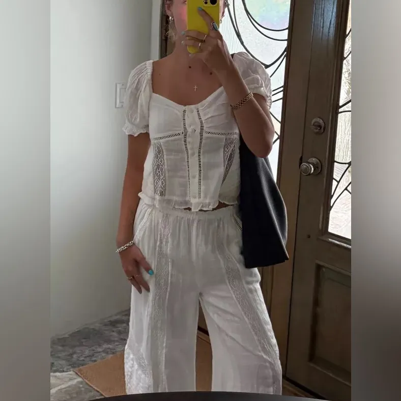 Free People Bali Alana Top & Pant Set in White  XS - Image 12