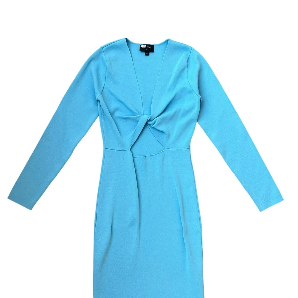 Bardot Women’s Eliana Twist Front Long Sleeve Knit Blue Midi Dress Size S - Image 3