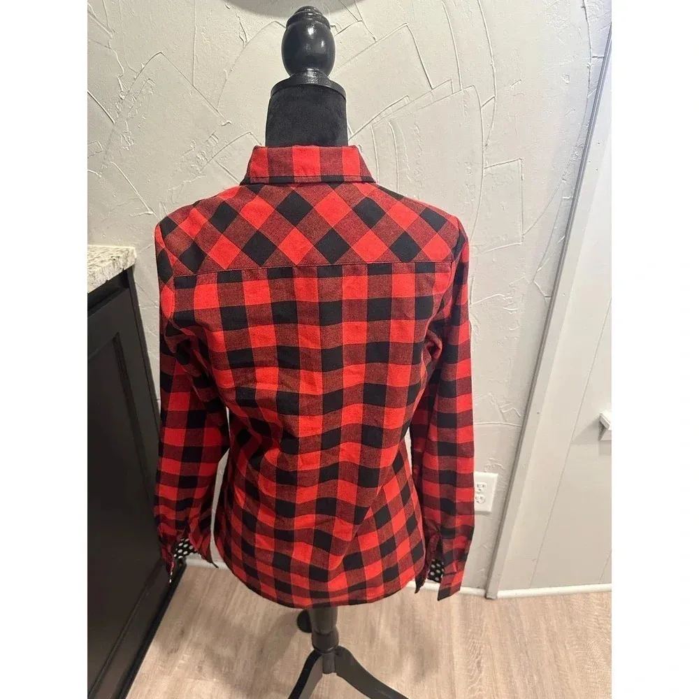 Hazel Blues Red and Black Button Down top with polka dot detail. Small - Image 2