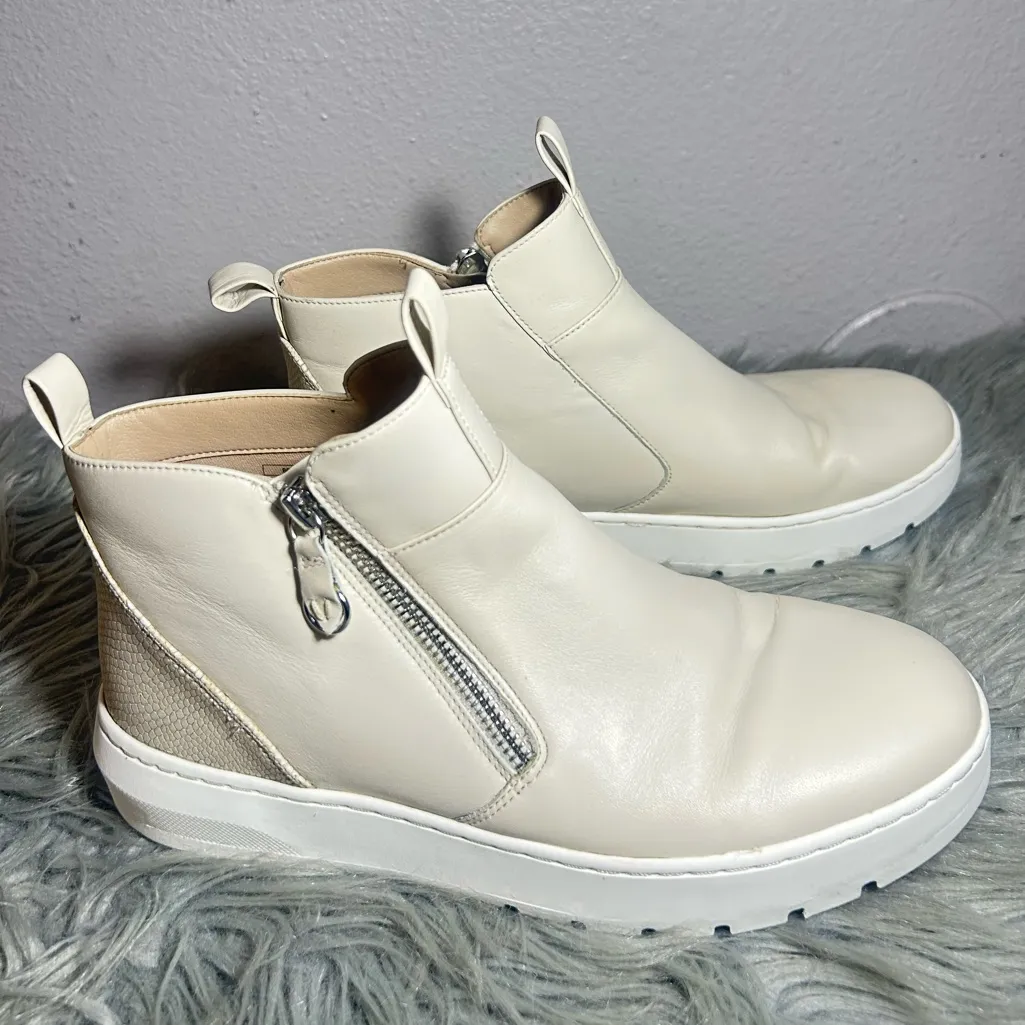 Vionic Brinkely Slip-on Side Zip Sneaker Boot Ivory Cream Ankle Boots Size 8.5 - Image 4