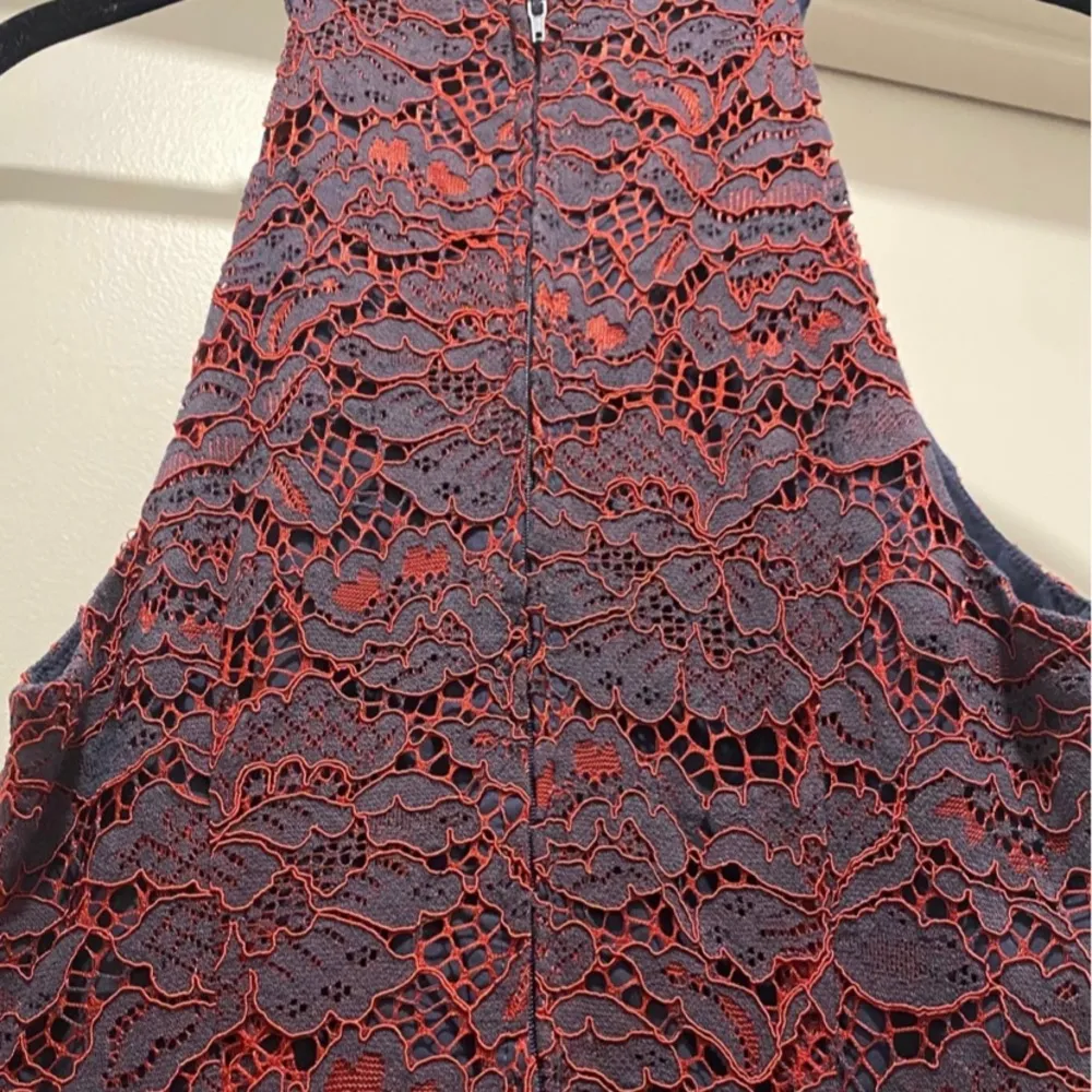 ModCloth A Night Like This Navy Sleeveless Midi Dress With Red Lace Overlay - Image 9