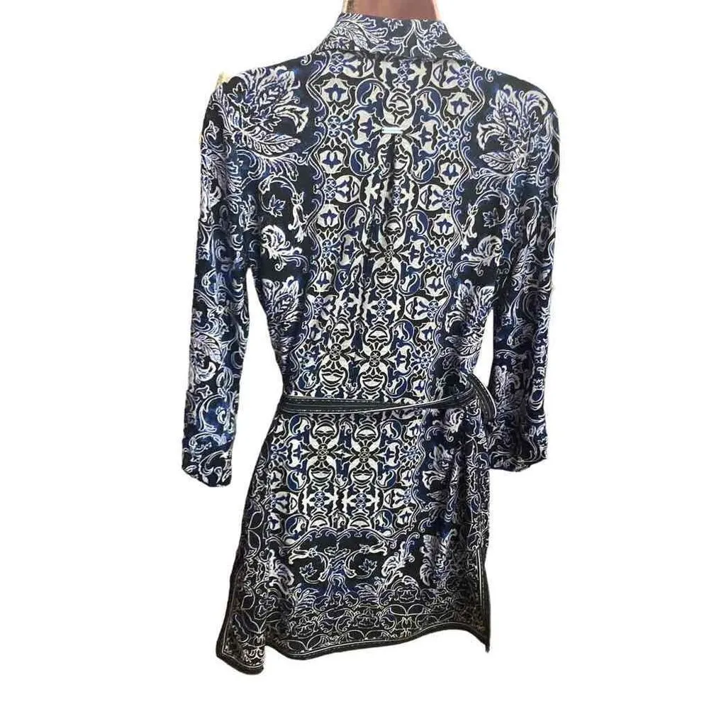 WHITE HOUSE BLACK MARKET Women’s Paisley‎ Tunic Top Dress  With Belt Size Small - Image 2