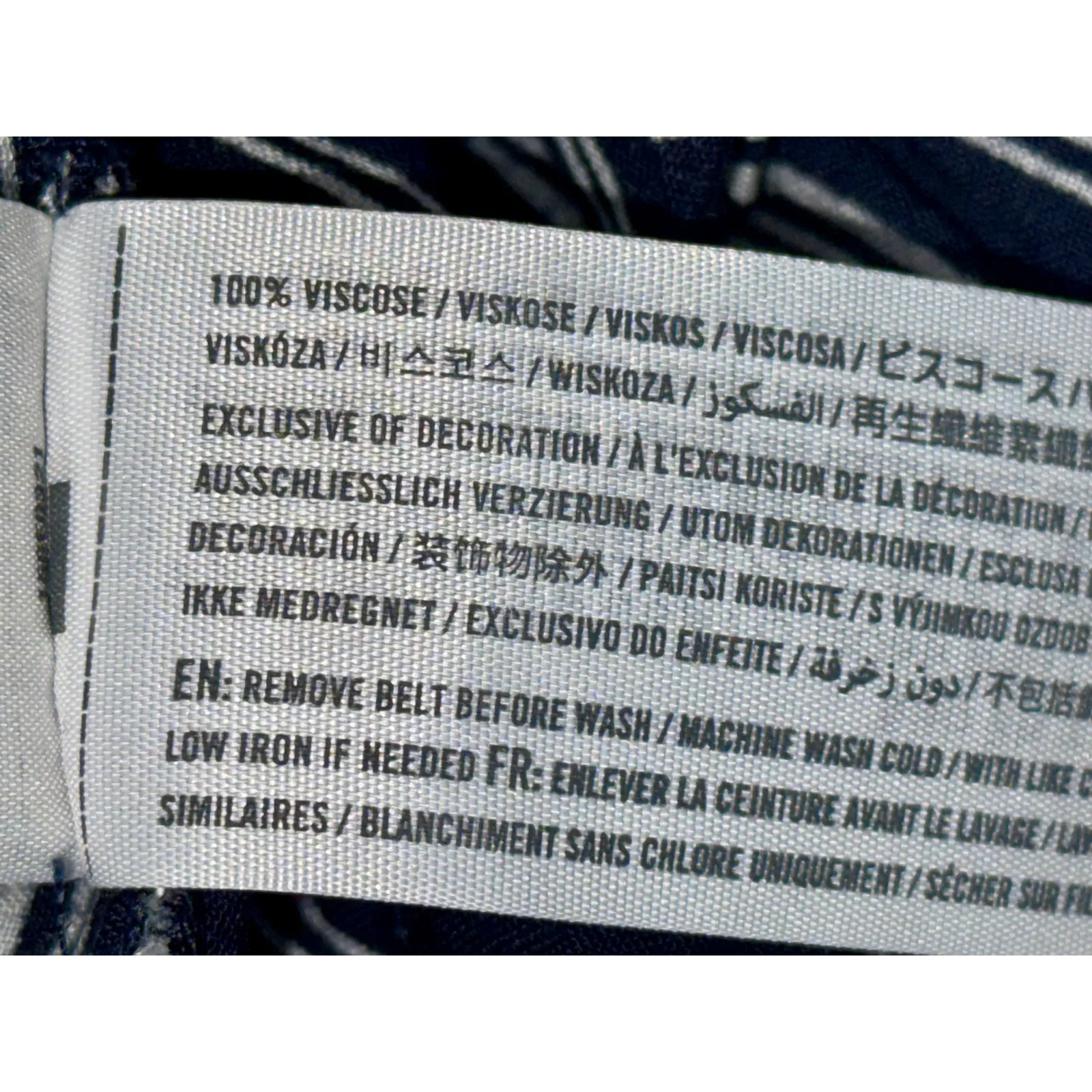 Abercrombie & Fitch Navy Blue White Stripe Tie Waist Wide Leg Pants Women Size S - Image 5