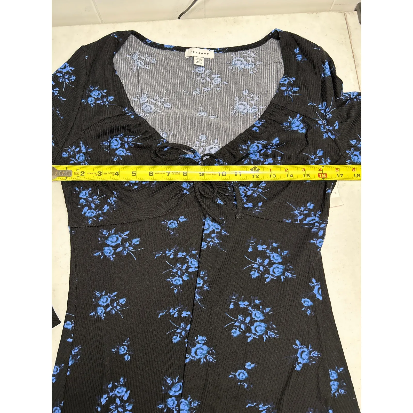 Topshop mini jersey tea dress in blue floral. Size 8-10 Medium NWOT - Image 8