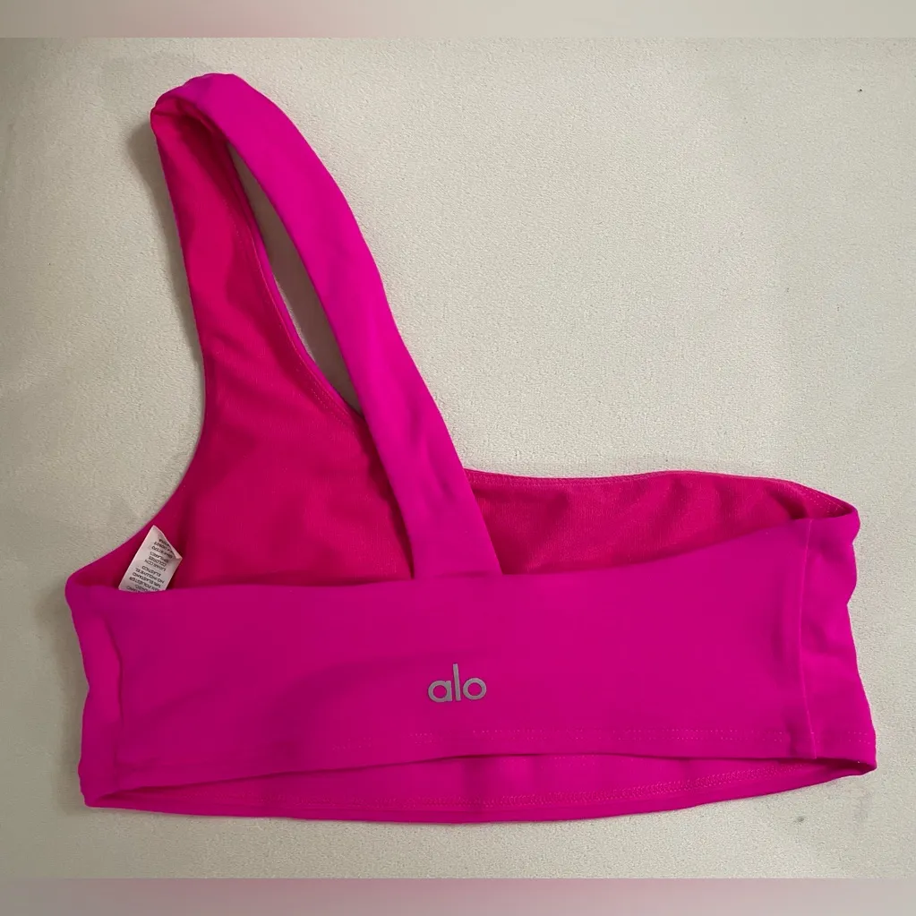 ALO Yoga Vibrant Pink One-Shoulder Sports Bra Size XS - Image 4