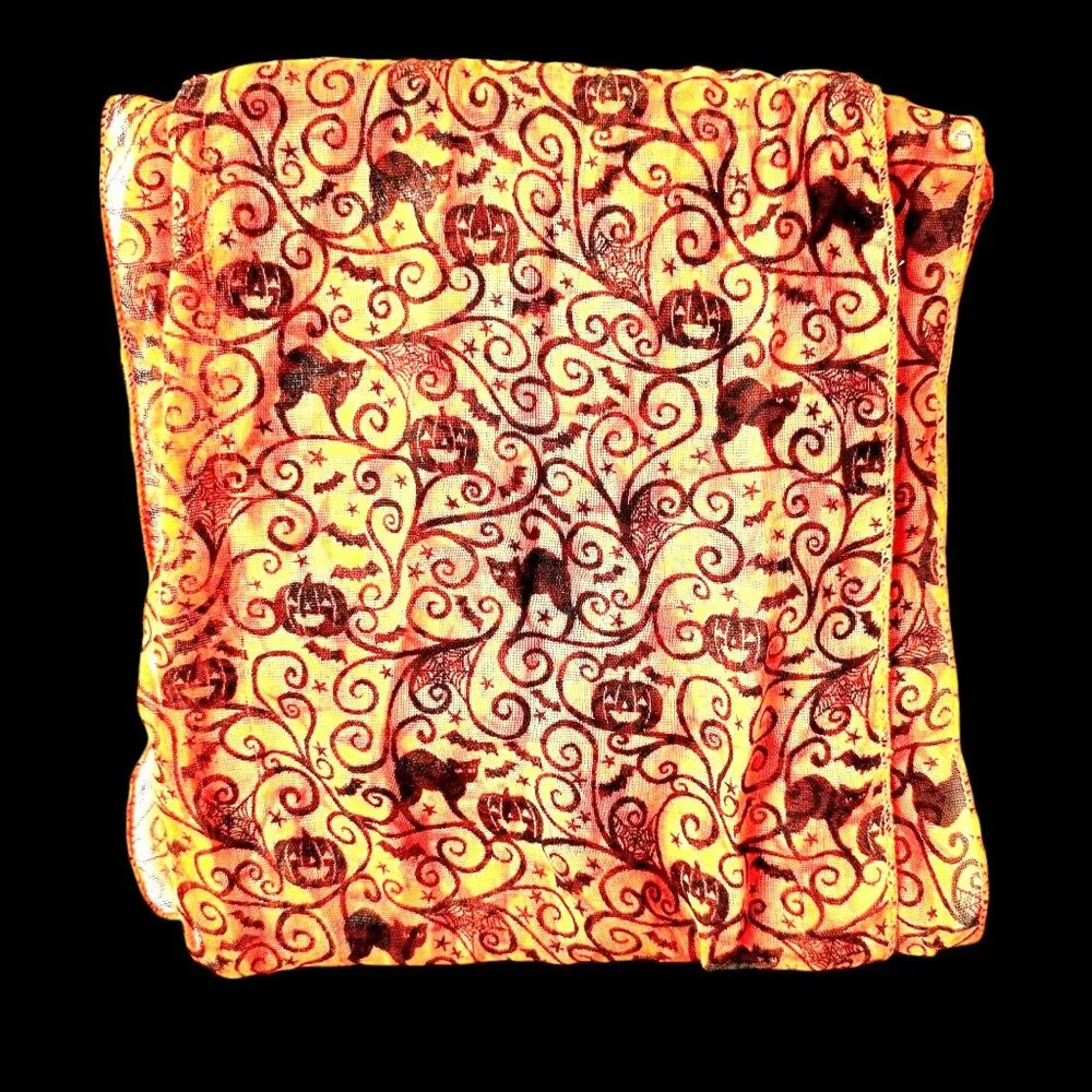 ViTG Halloween Neck Scarf Orange Black Cats Jack O Lantern Bats Spiderwe… - Image 10