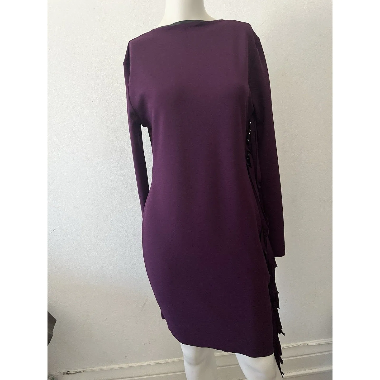 Ayhan Size Small Turkish Purple Black Trim V Neck Fringe Trim Western Dress - Image 7