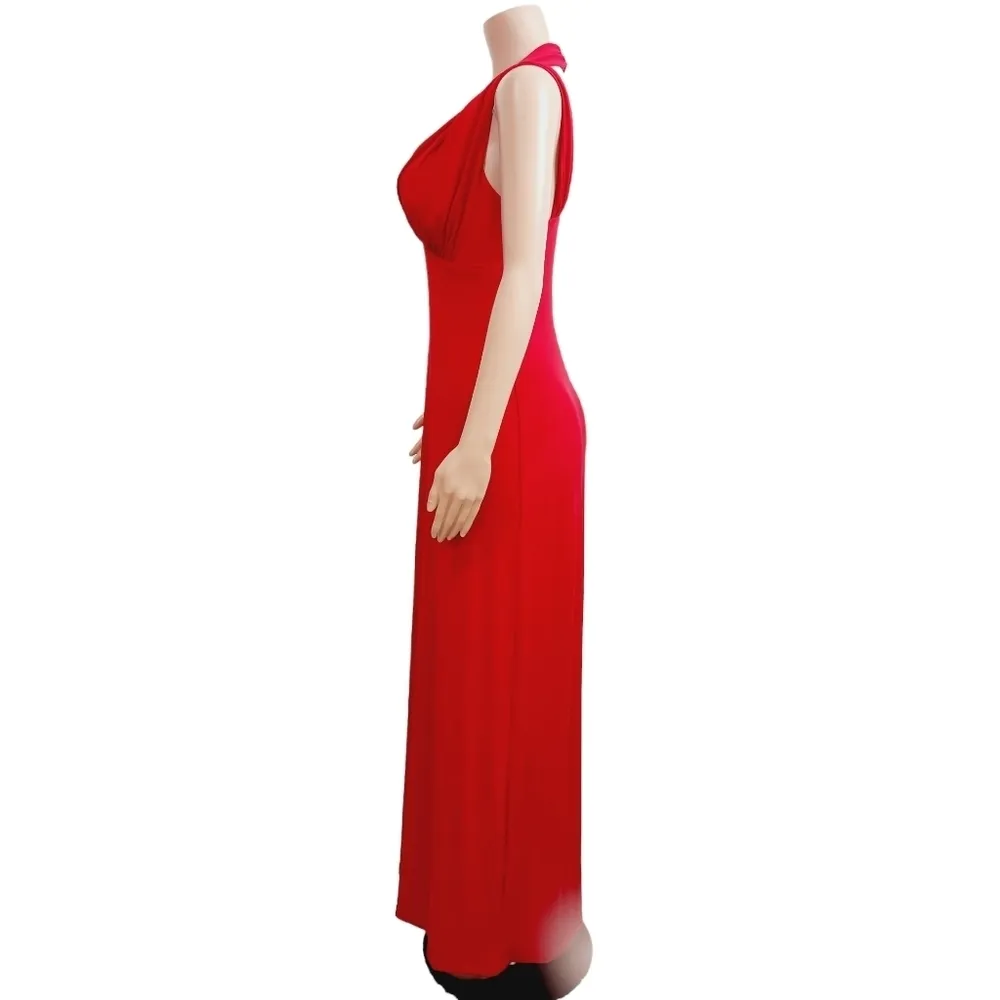 CONNECTED Apparel Beautiful Red Long Strapless Evening Dress Size: 6 - Image 5