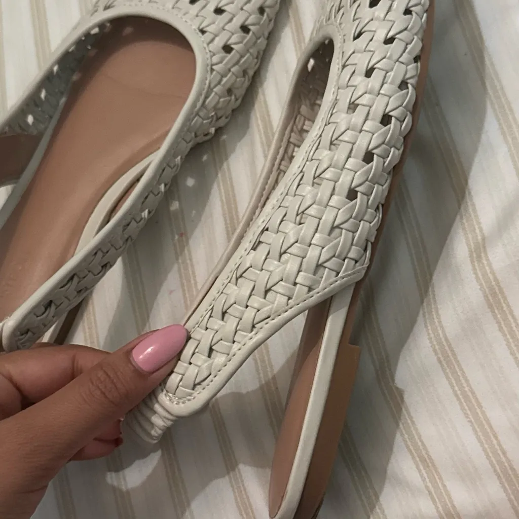 Nordstrom Cream Woven Slingback Loafers - Image 6