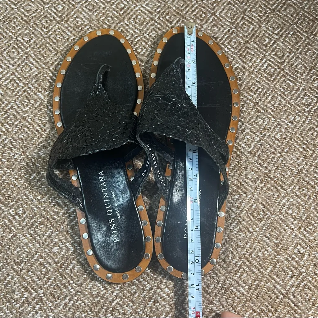 Pons Quintana Womens Woven Black Leather Sandals Sz 40/ 9 - Image 9