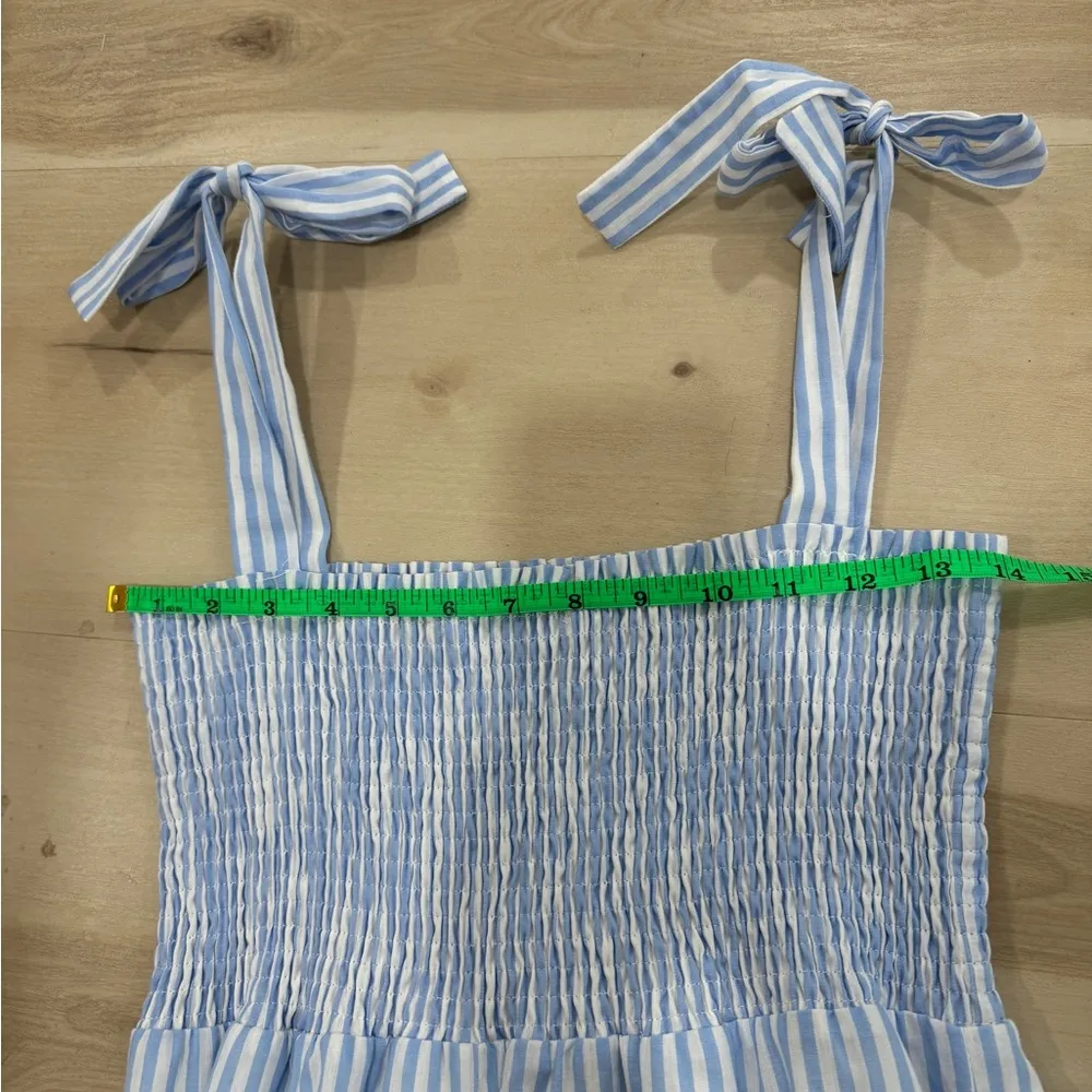 Caitlin Covington x  maxi dress tiered bows striped seersucker smocked - Image 8