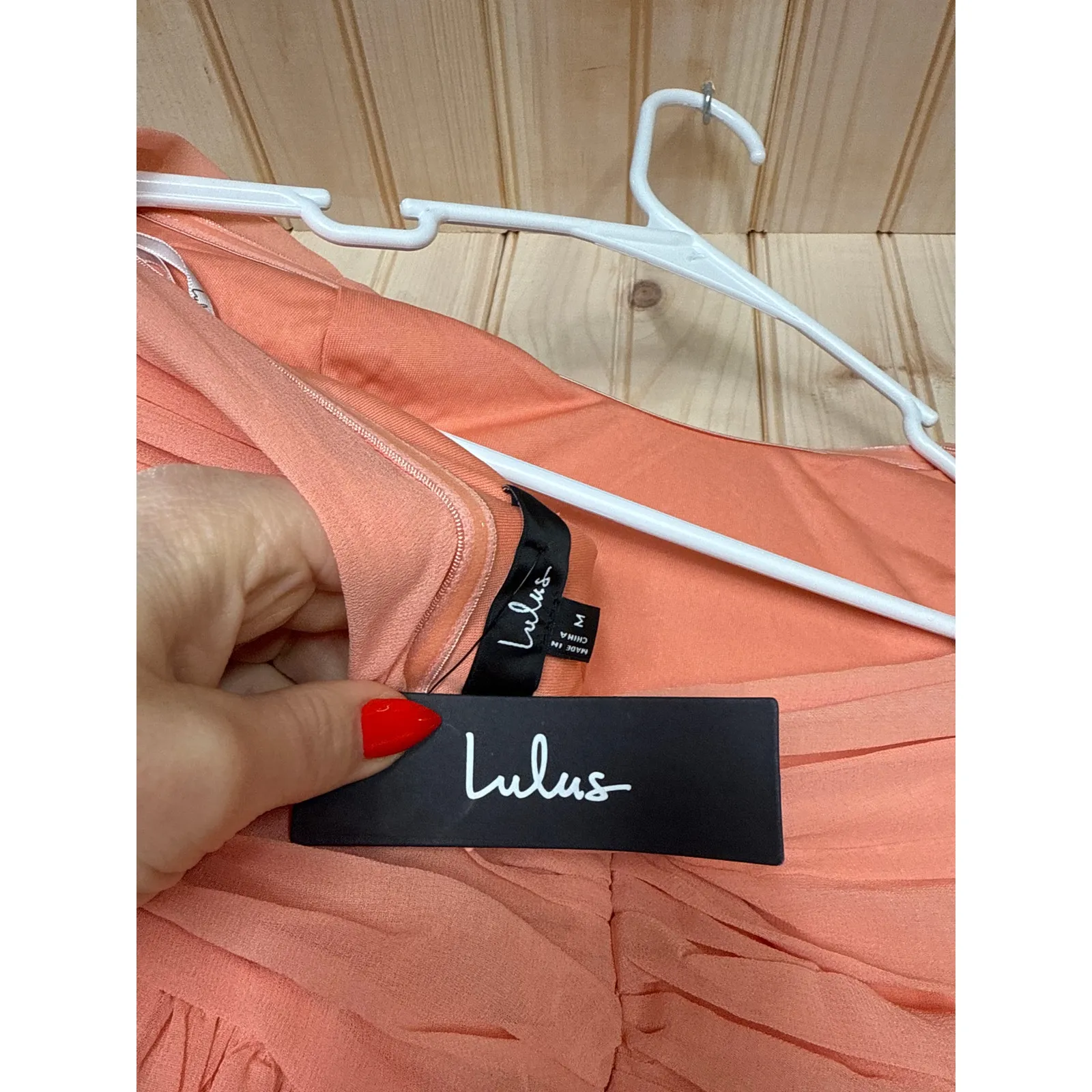 NWT Lulus Luxe Favorite Peach Pink Strapless Ruched Maxi Dress Bridesmaid Size M - Image 6