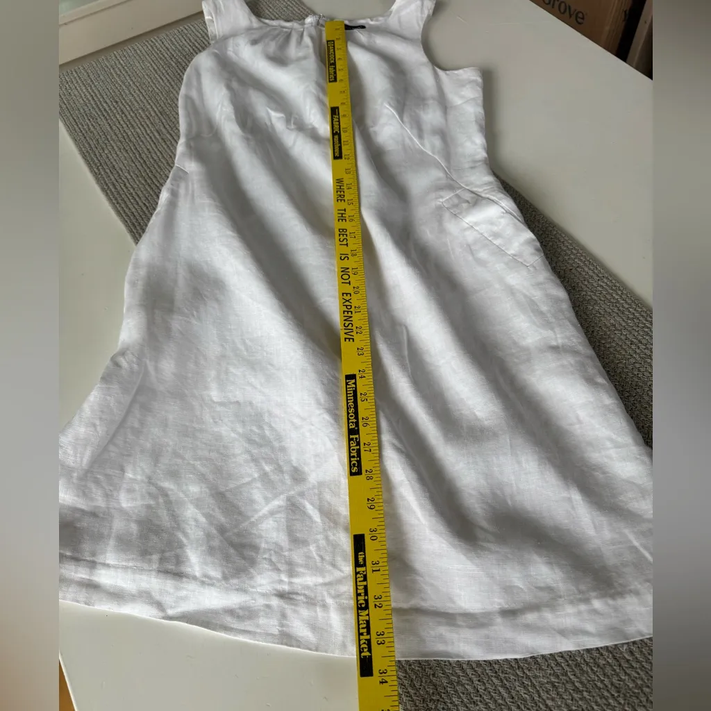 Saint Tropez West White Linen Scoop Neck Shift Dress Lined Size 12 - Image 11