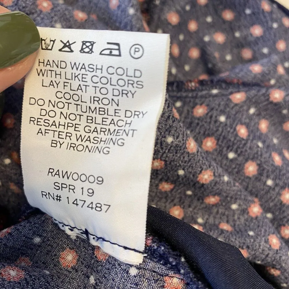 Draper James Self Tie Romper Jumpsuit Medium Navy Blue Red Floral RAW0009 - Image 8