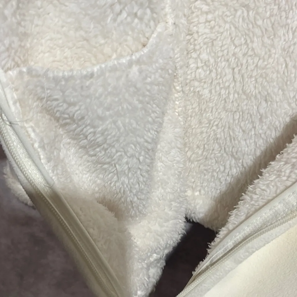 Laura Scott Woman Cream Cozy Warm Winter Fleece Lined Vest With Pockets Size XL - Image 4