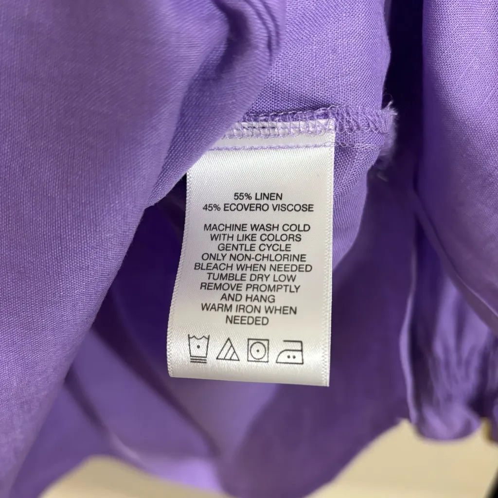 FOXCROFT Women’s Easy Care Linen Button Down Shirt Size XL Amethyst Purple NEW - Image 5