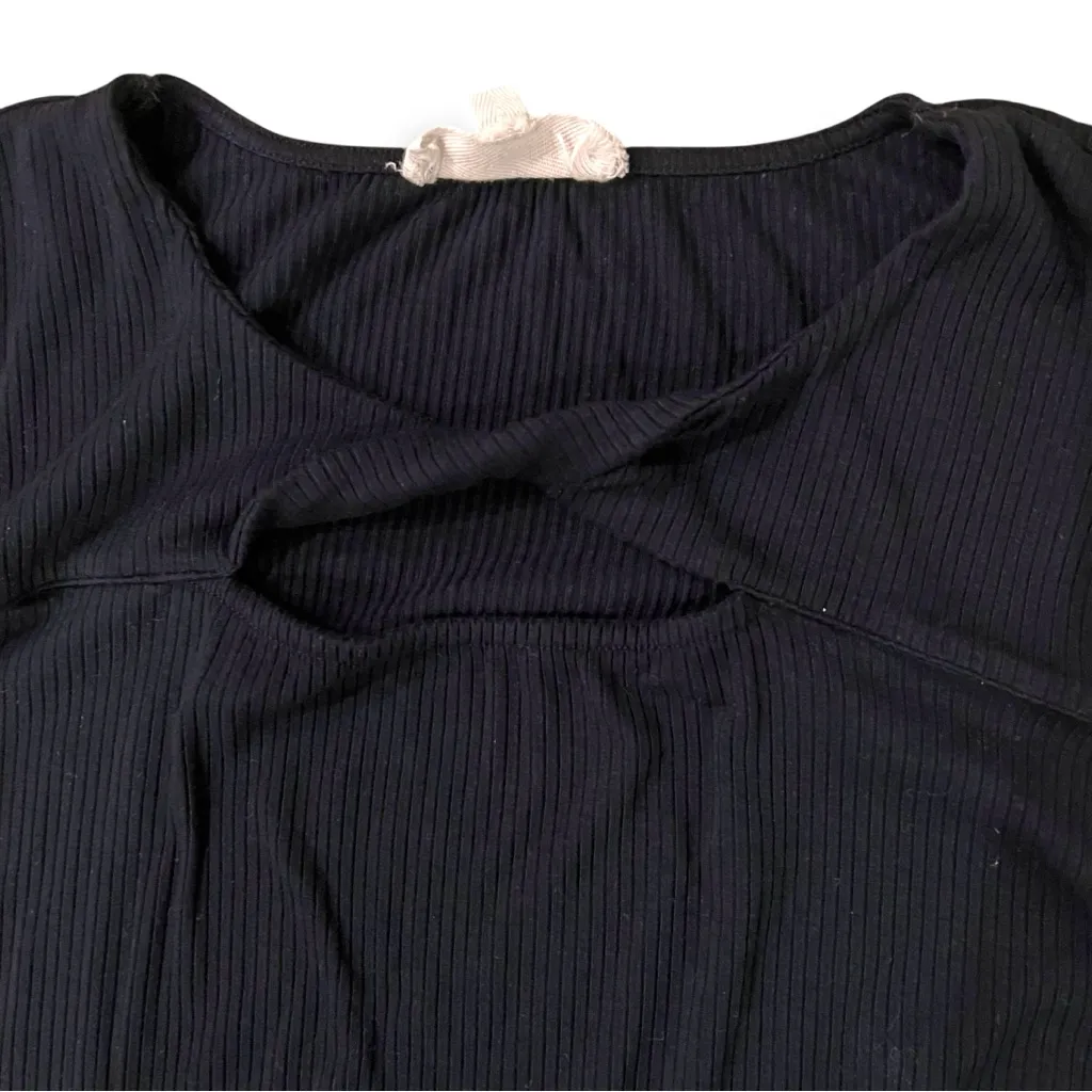 Birdie & Bette Cut Out Tank Top Black Stretchy Ribbed Size XL - Image 2