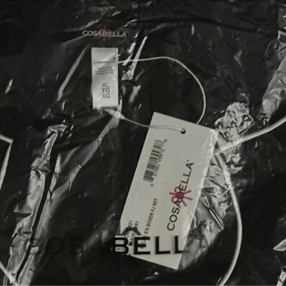 Cosabella Bella Short Sleeve Shorts Pajamas Set Size: XL New Black/Ivory Piping - Image 3