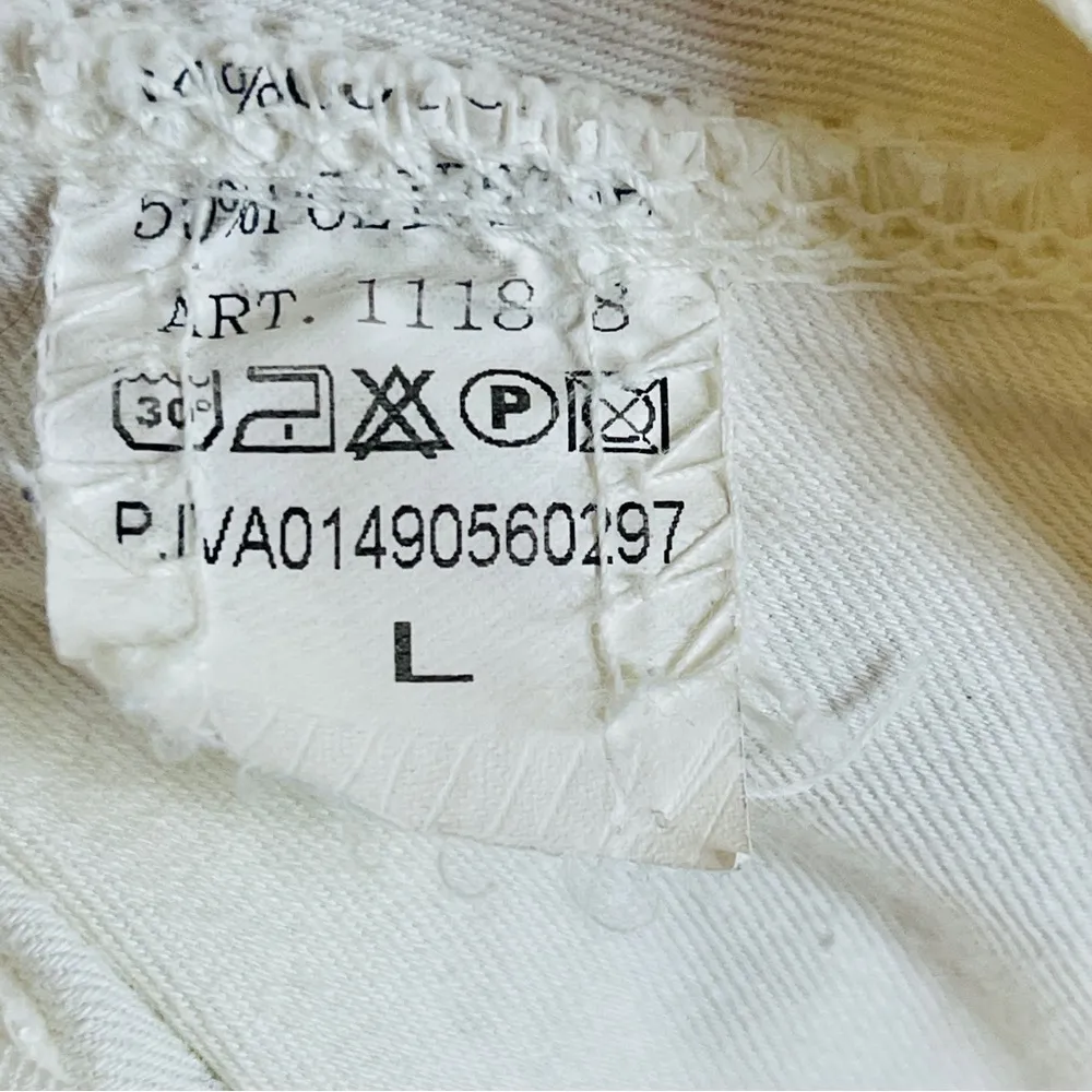 Made in Italy Summer pants CRUSH jeans white flower rose butterflies writing Size L - Image 10