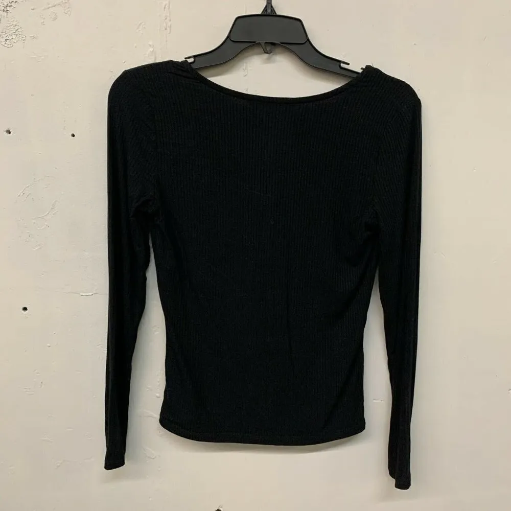 BB Dakota X Steve Madden Womens Black Knits Ribbed Complicated Top - Image 3