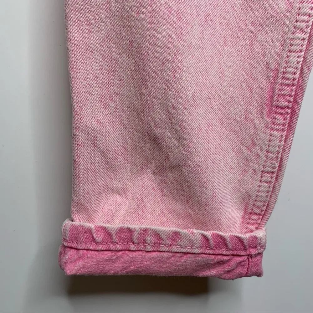 TOPSHOP Nordstrom Pink Acid Wash High Rise Mom Jeans Size 28 - Image 6