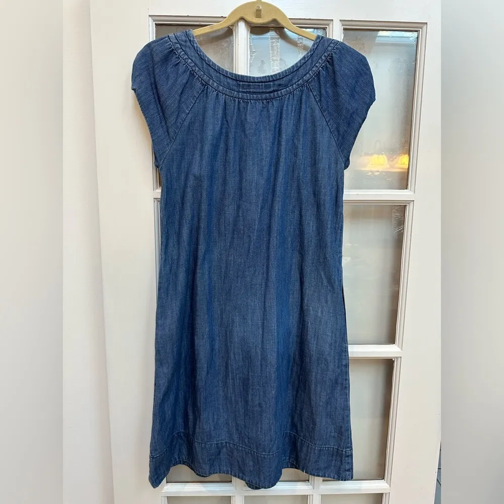 Vintage Banana Republic Y2K Blue Denim Cotton Shift Dress Women’s Size XS - Image 6