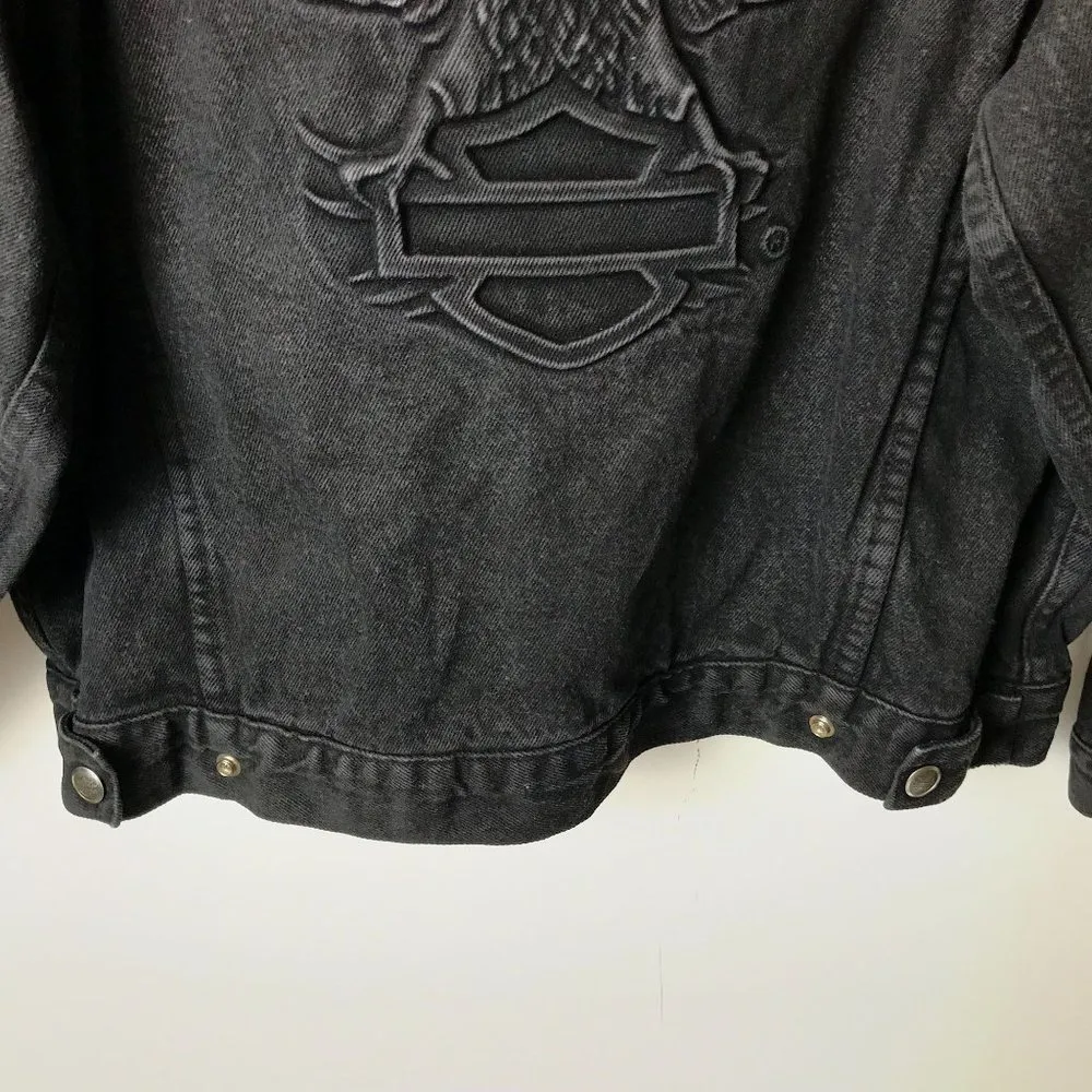 Vintage Harley Davidson Embossed Eagle Denim Jacket USA Made Motorcycles Adult M - Image 11