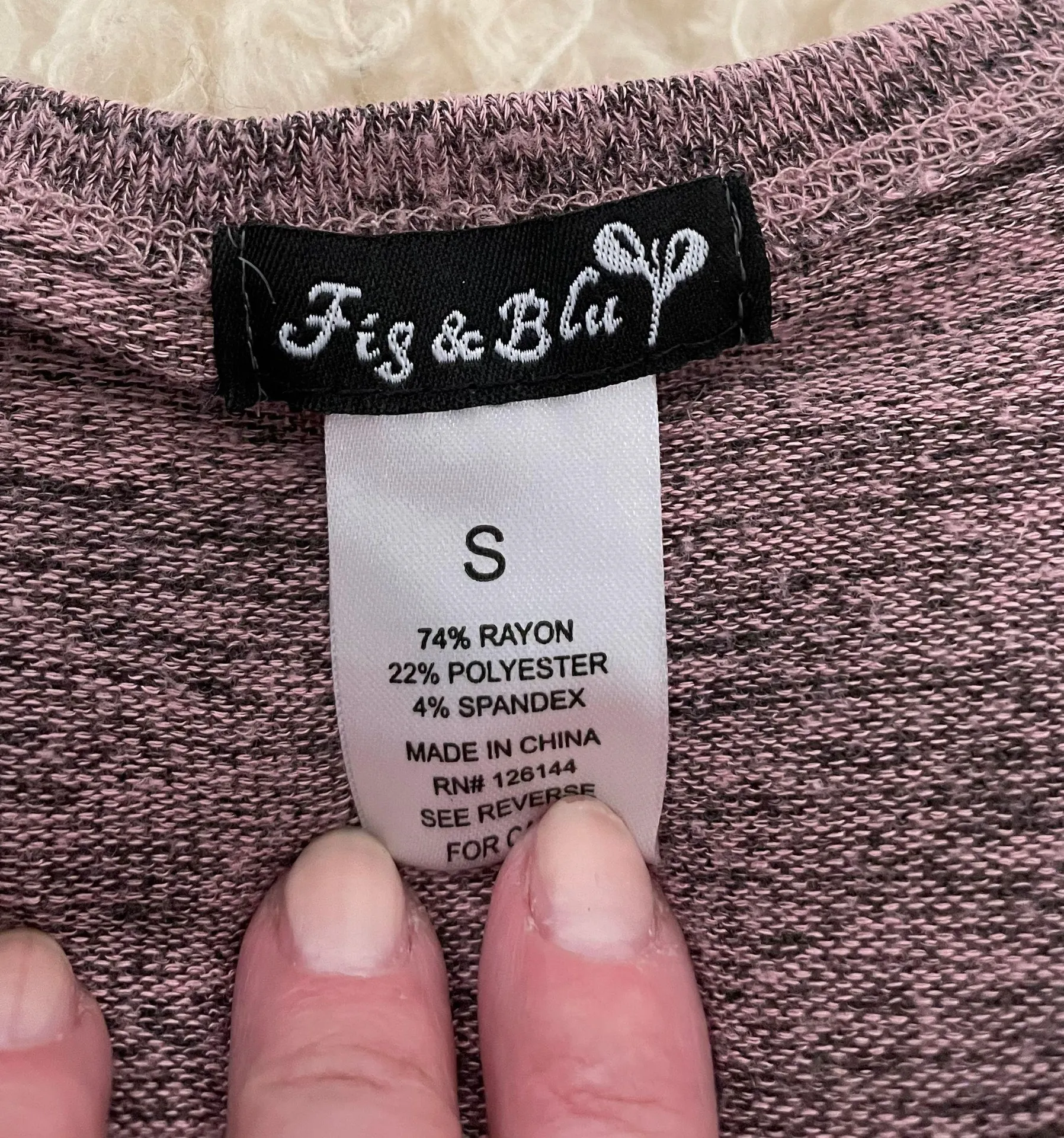 Fig & Blue Knit Top 3/4 Sleeves, size S Purple - Image 7