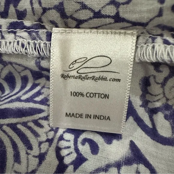 Roller Rabbit Blue White Floral Cotton Tunic Dress XS‎ Keyhole - Image 8