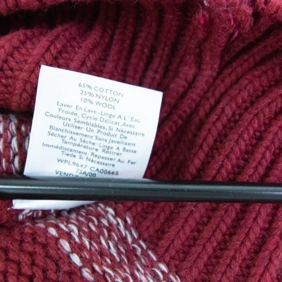 Eddie Bauer Turtleneck Striped cotton blend‎ Sweater, Burgundy M - Image 10