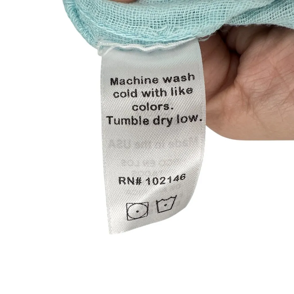 Michael Stars Draya Gauzy Cotton V-Neck Top in Aqua Blue Size XS - Image 12