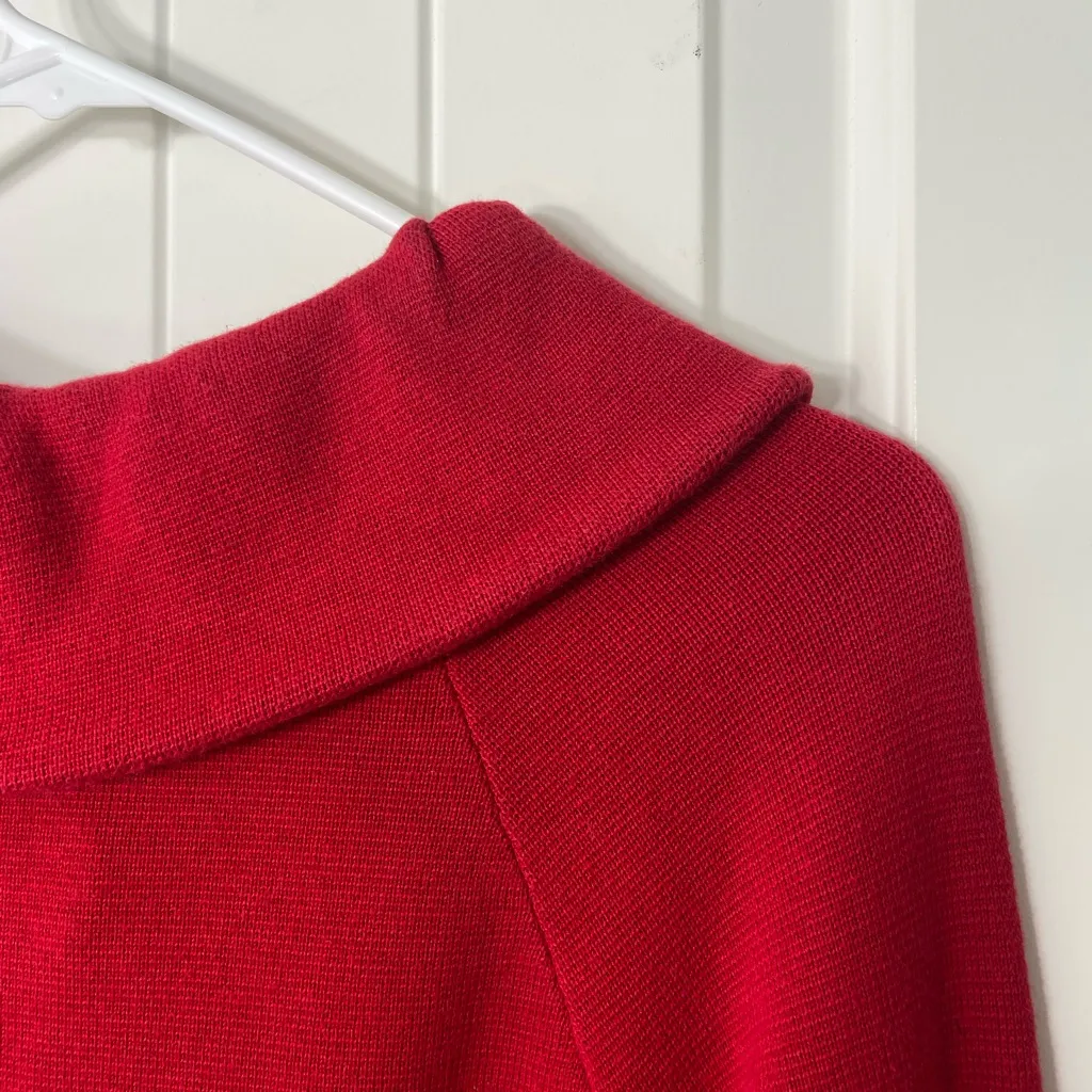 EUC AK Anne Klein women’s red‎ rounded collar button cropped knit sweater small - Image 6