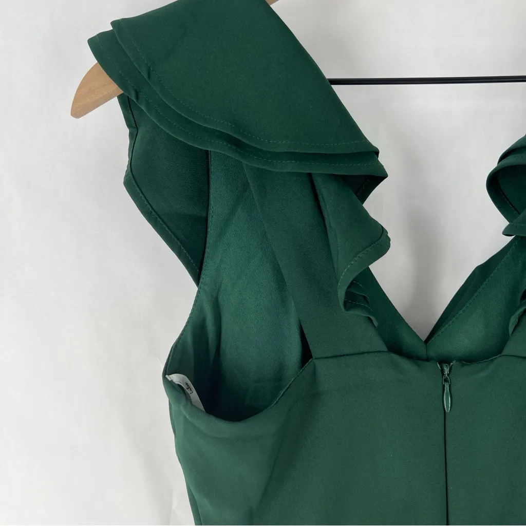 Lulus Divine Darling Hunter Green Ruffled V-Neck Skater Dress NWT Size XS‎ - Image 11