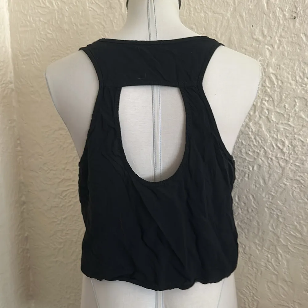 Brandy Melville  Black Keyhole Cutout Back Pocket Tank Top Button Placket - Image 4