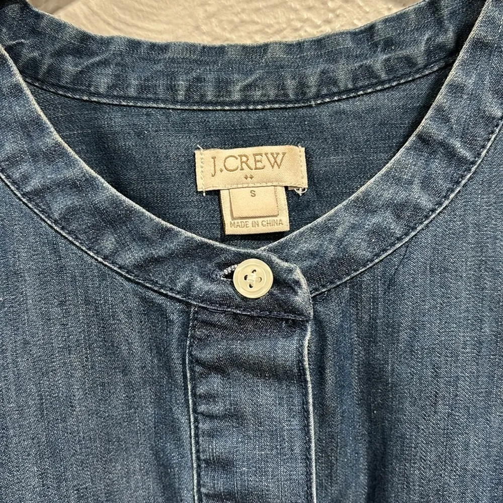 J. Crew Long Sleeve Denim Shirt Dress Size Small - Image 2