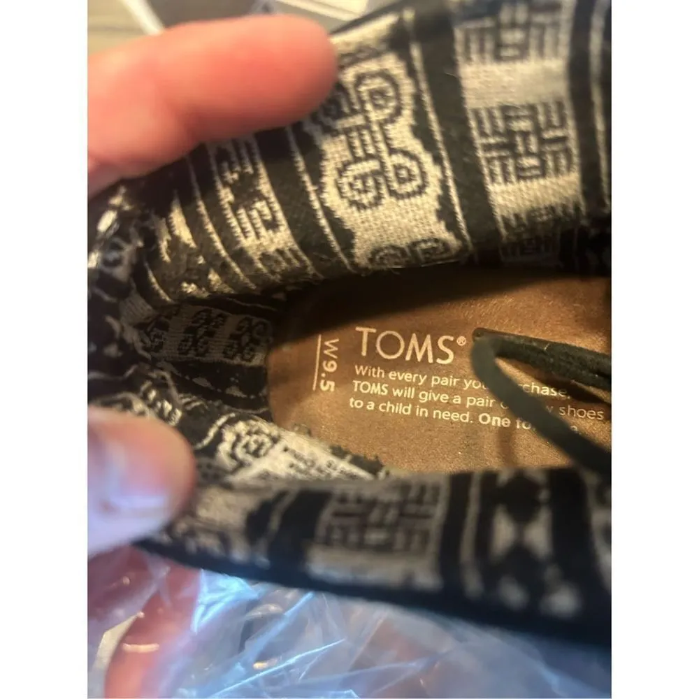 Toms Black Ankle Bootie Wedge Lace Up Suede Chic Comfy Casual Women Size 9.5 - Image 9