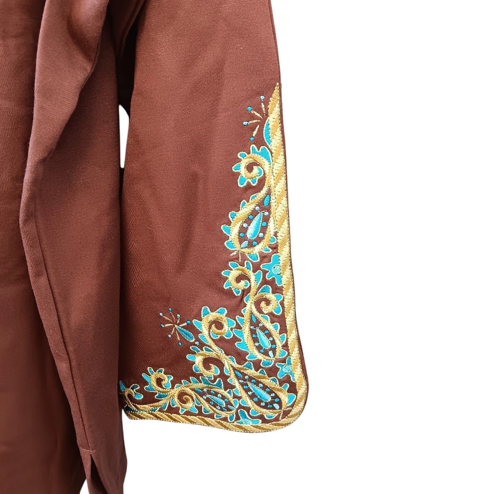 Bob Mackie Brown Embroidered Tunic Top Size 1X NWT Boho - Image 3