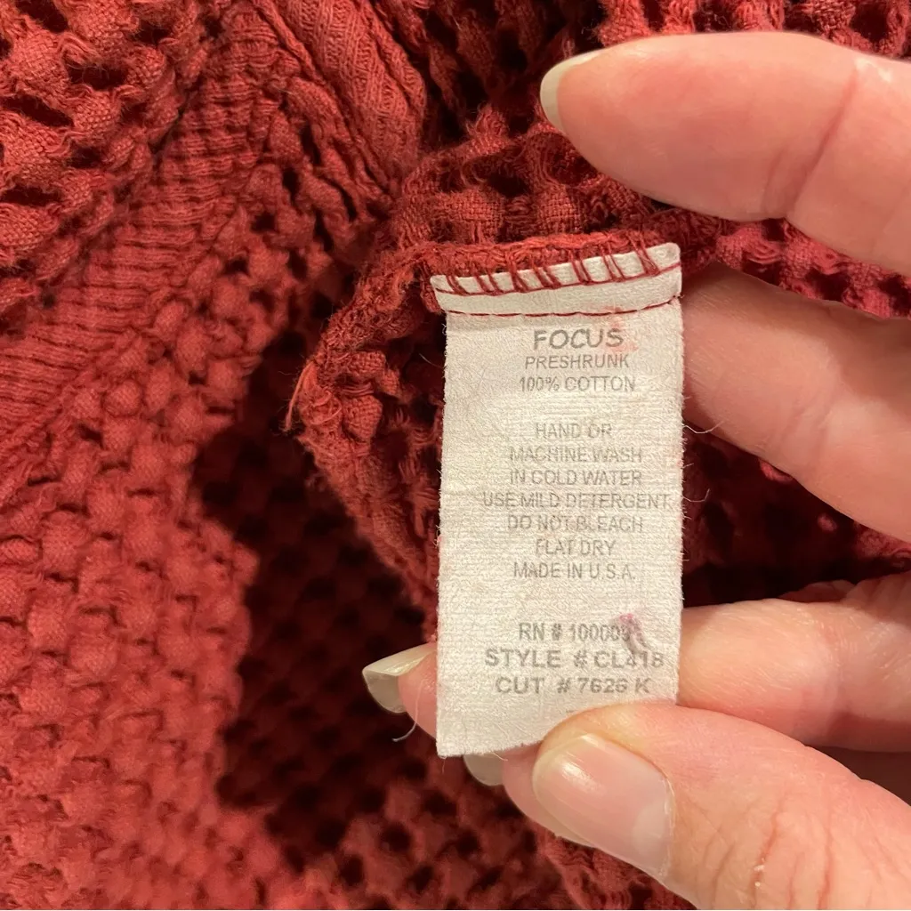 Vintage 90’s dusty rose chunky waffle jacket wooden buttons pockets cotton soft Pink Size M - Image 10