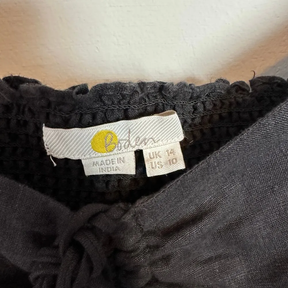 Boden Halterneck Cutout Column Dress Linen Black Size 10 - Image 9