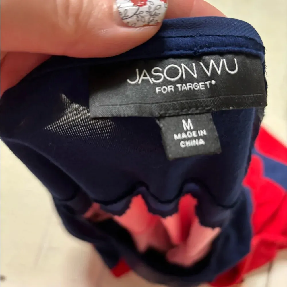 Jason Wu Target Dress Medium Red Striped Lightweight Casual Blue Jersey Shift - Image 6