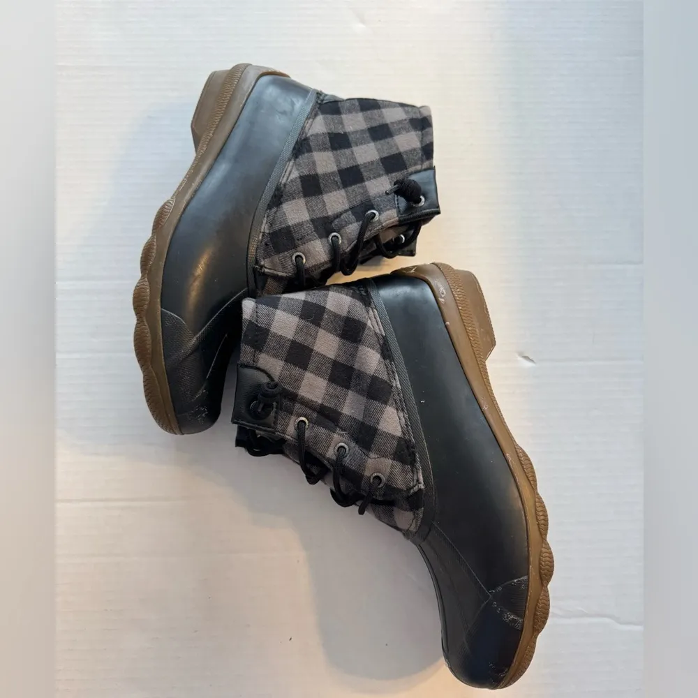 Sperry Syren Gulf Black Gray Plaid Duck Boots Women’s 9.5 Gorpcore Cabin Flannel - Image 7