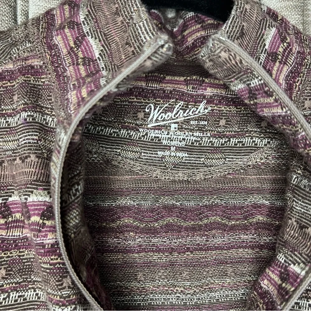 Woolrich Half Zip Cotton Brown & Pink Printed Lightweight Pullover - Image 7