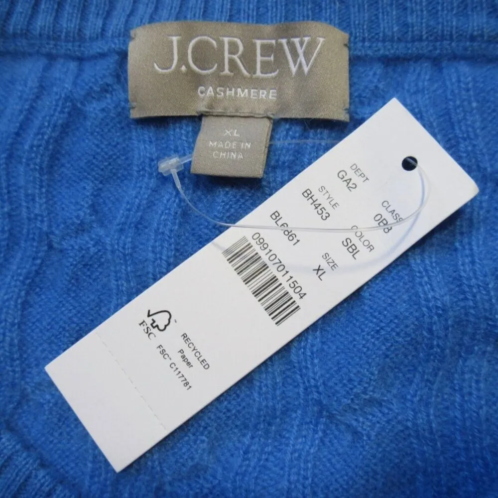 NWT J.Crew Cashmere Cable-knit Henley T-shirt in Sail Blue Sweater XL - Image 3