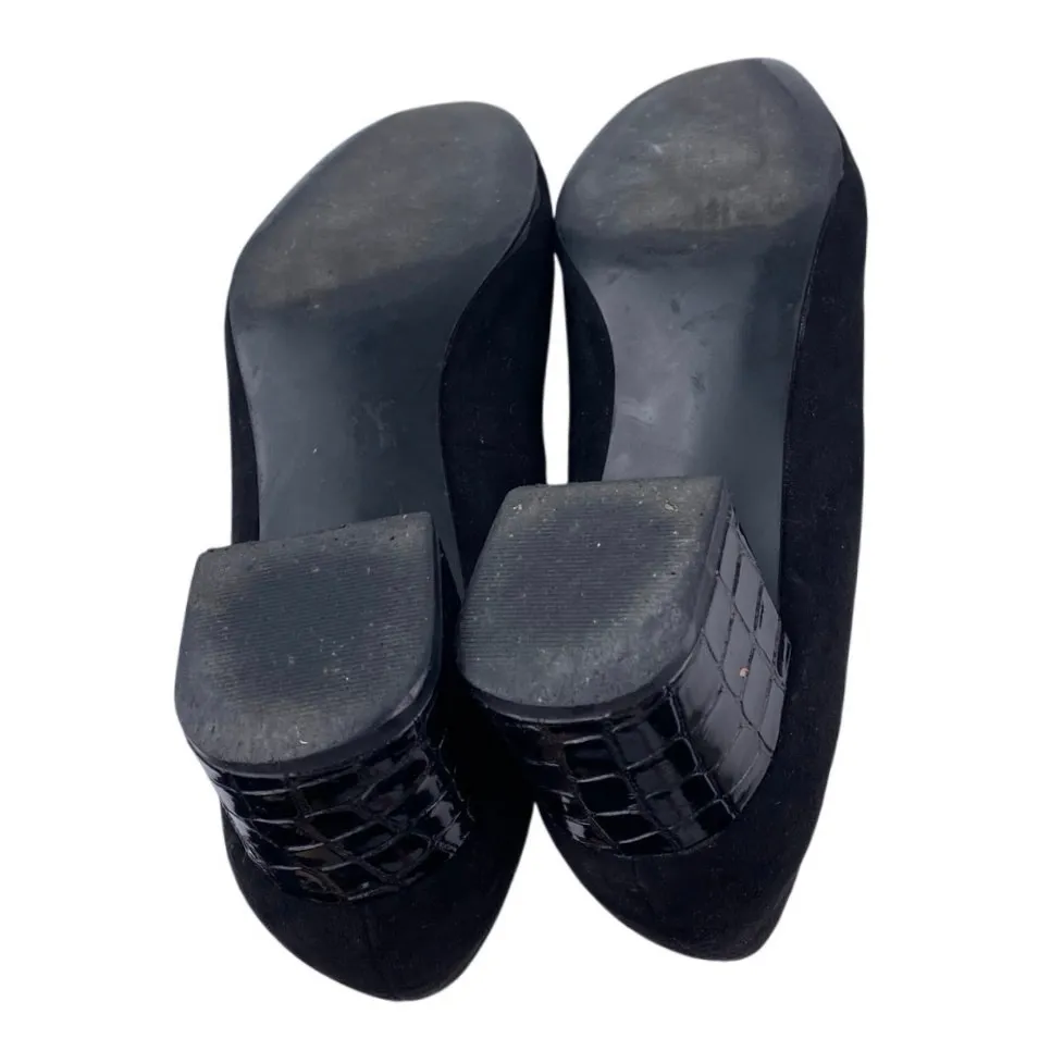 Ann Taylor Women's Black Suede Almond Toe Block Heel Slip On Pumps Shoes Sz 8.5 - Image 4