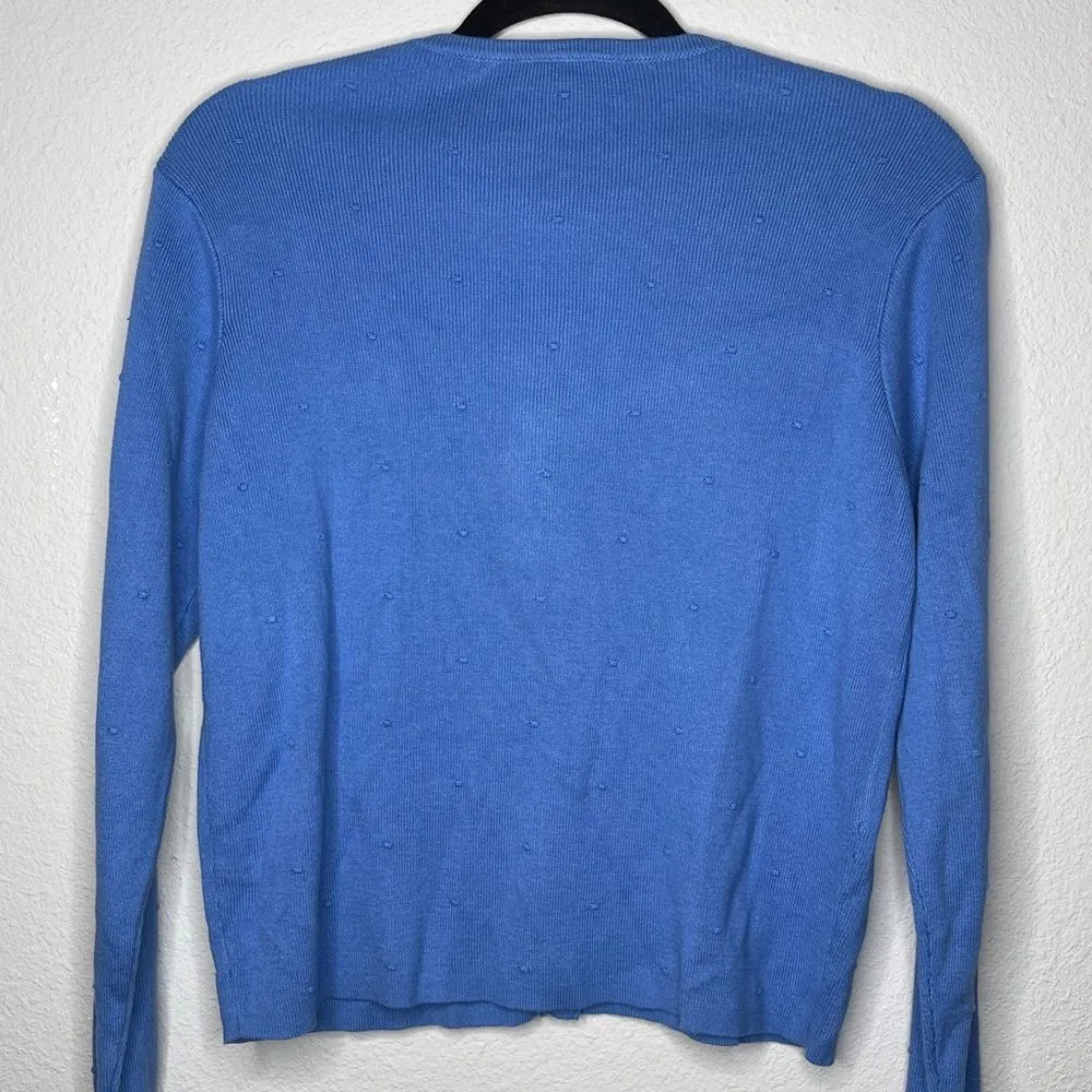 Talbots Petites Cardigan‎ Sweater Blue - Image 4