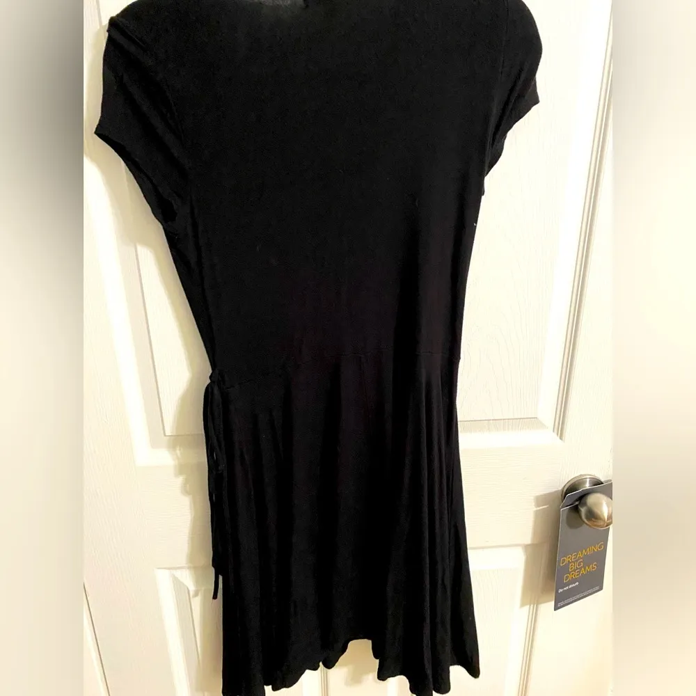 Abound Spring Summer Black Classic v neck Faux wrap dresss - Image 3