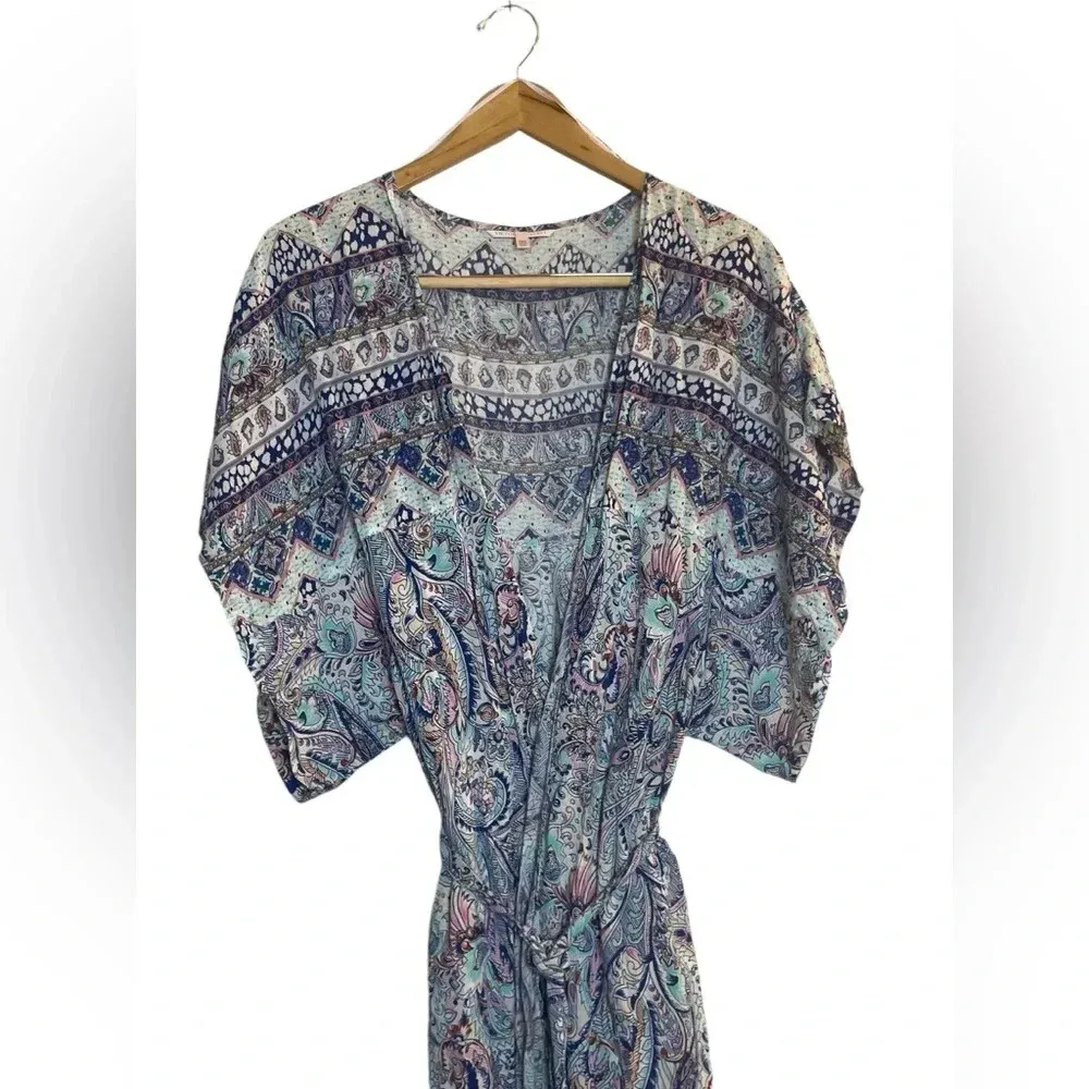 Victoria’s Secret Lightweight Navy Blue‎ Paisley Robe With Tie & Tassels Small - Image 2