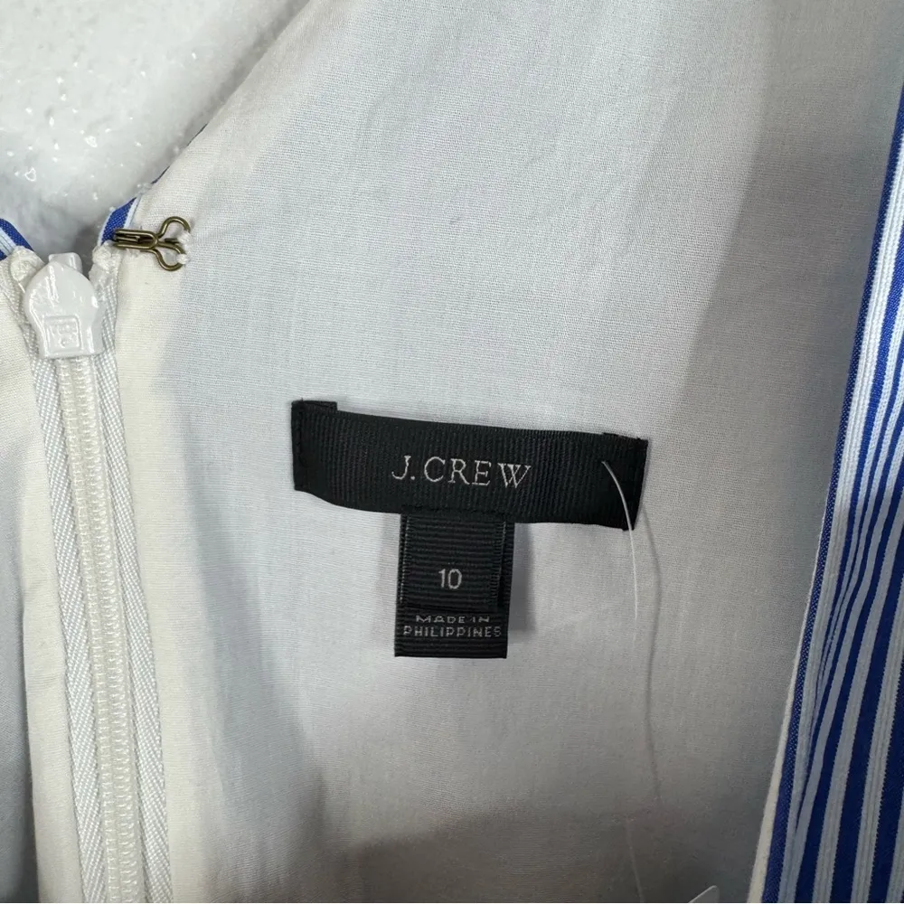 J. Crew NWT Blue‎ Striped Rope Tie Waist V-Neck Sleeveless Dress Size 10 - Image 4